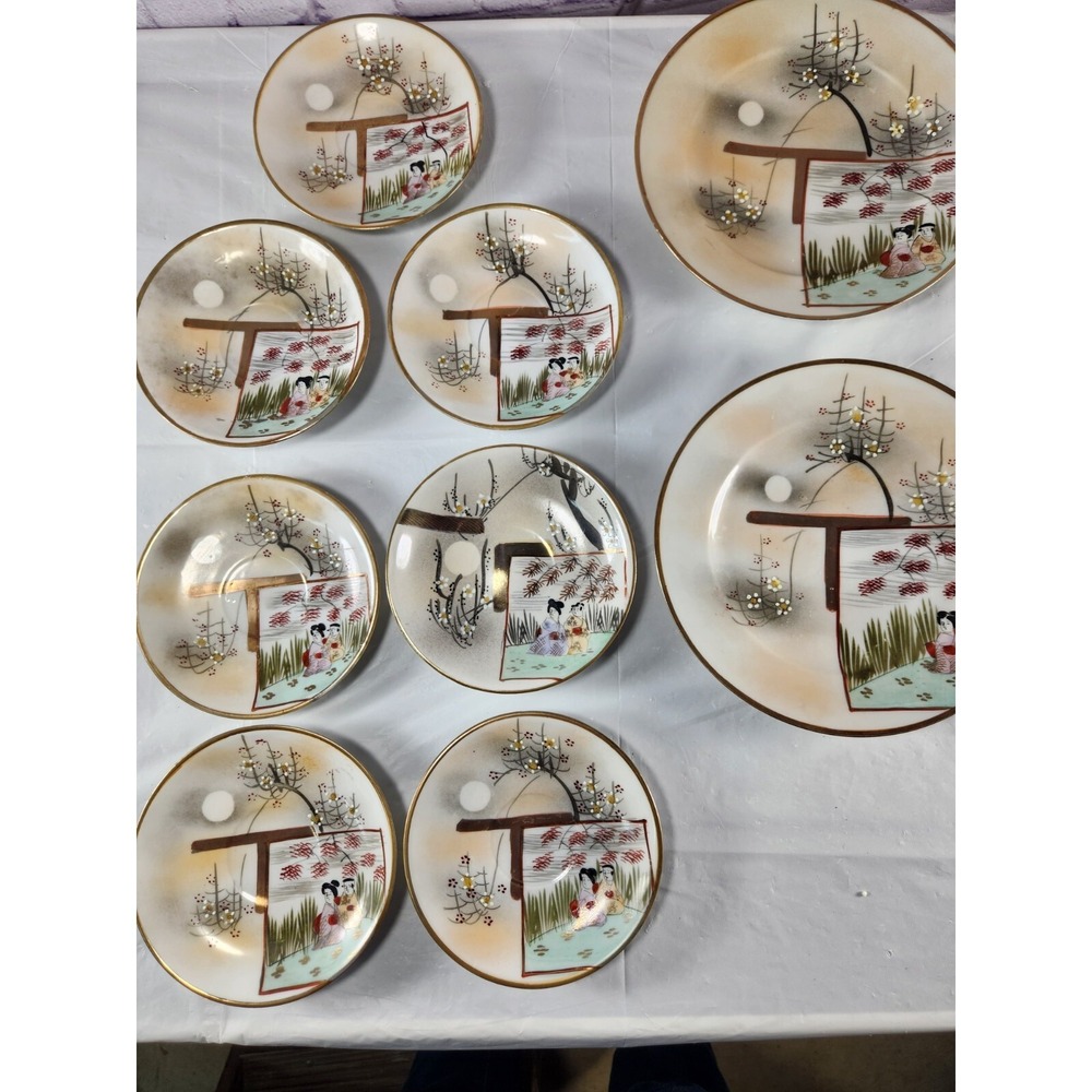 Rare 22‎ Pc Set Antique Bone China Asian Japanese Dishes Hand Painted Exquisite!